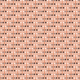 Panels of wallpaper in a linear floral print in red, white and black on an orange field.