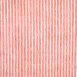 Detail of fabric in a wiggly stripe print in red on a white field.