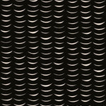Wallpaper in an abstract crescent print in cream on a black field.