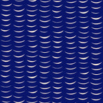 Wallpaper in an abstract crescent print in cream on a navy field.