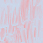 Wallpaper in an abstract paint print in light blue on a pink field.