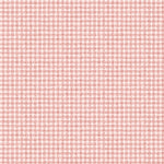 Wallpaper in a dense plaid pattern in shades of cream and red.