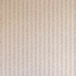 Detail of wallpaper in a repeating striped circular print in purple on a cream field.
