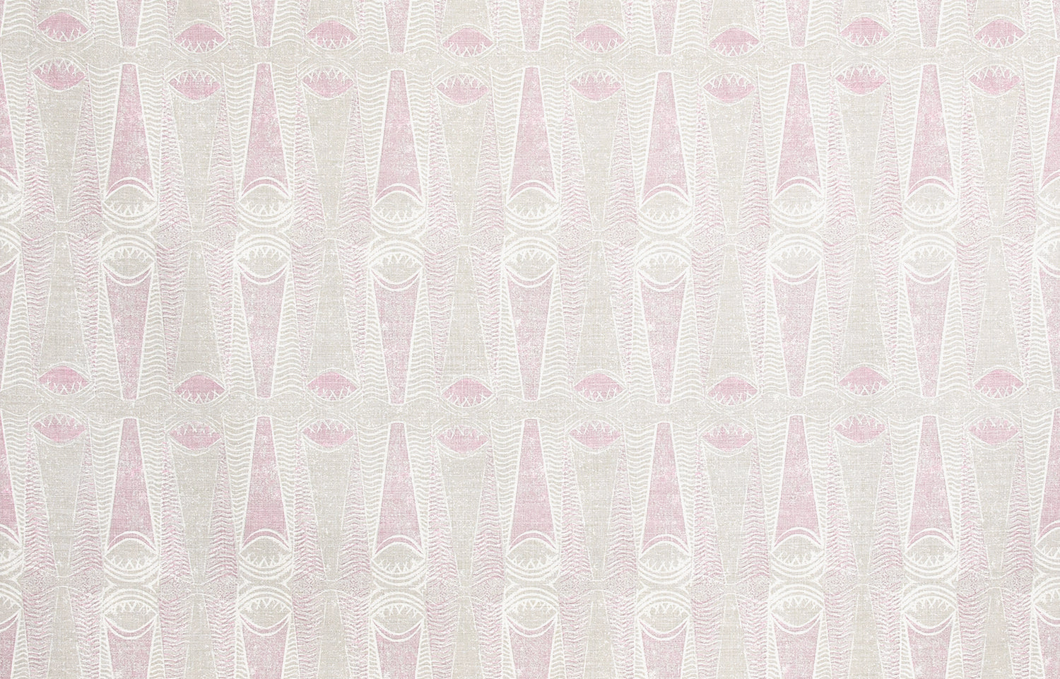 Detail of wallpaper in an abstract geometric print in light pink and green.