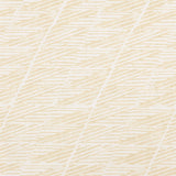 Detail of wallpaper in a textural geometric stripe in yellow on a cream field.