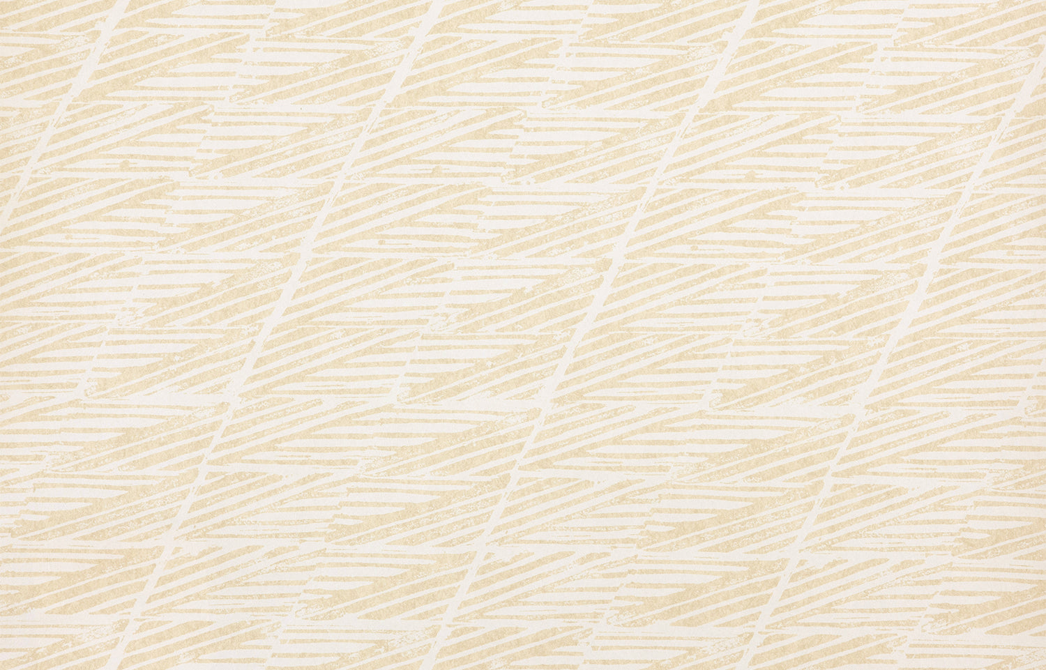 Detail of wallpaper in a textural geometric stripe in yellow on a cream field.