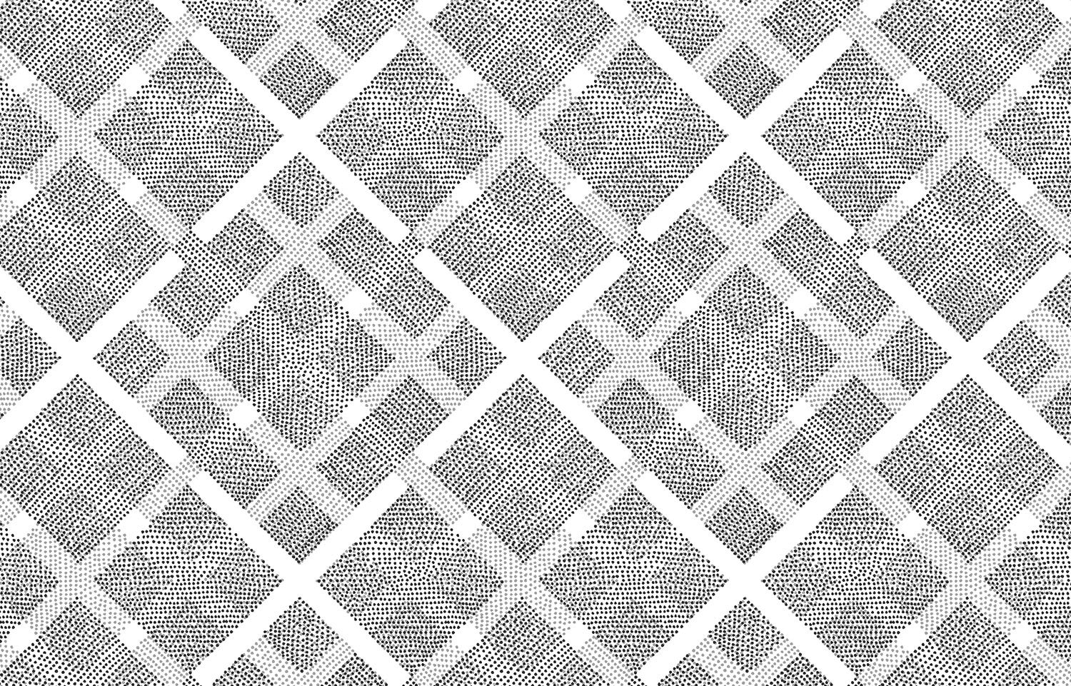 Detail of fabric in a dotted plaid pattern in shades of gray and black on a white field.