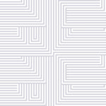 Detail of wallpaper in a geometric grid pattern in gray on a white field.