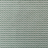 Detail of fabric in a matchstick grid print in green on a white field.