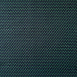 Detail of fabric in a matchstick grid print in navy on a dark green field.