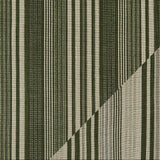 Woven fabric in a mixed width stripe design in ivory and forest green.