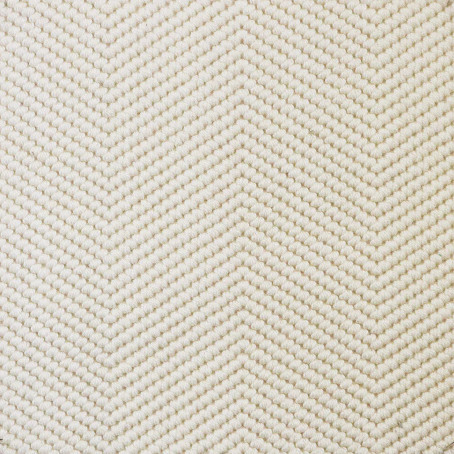 Broadloom carpet swatch herringbone design in white
