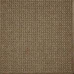 Close-up of a textured woven performance carpet in brown.