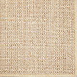 Close-up of a textured woven performance carpet in beige.