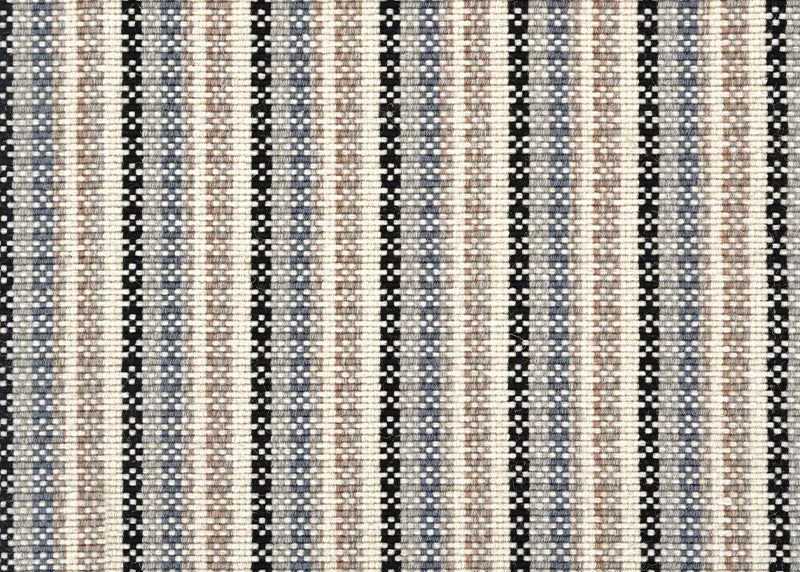 Broadloom carpet swatch striped design in blue tan black
