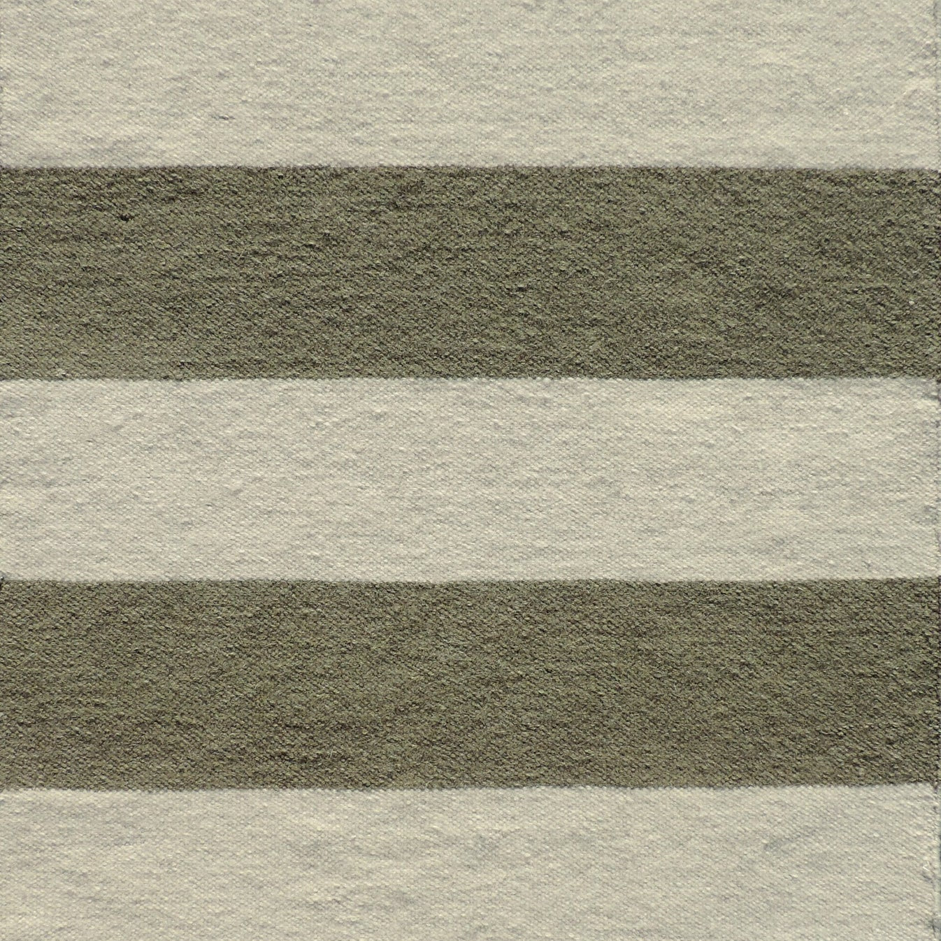 Handwoven rug with wide stripes in cream and grey