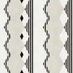 Graphic geometric design in ecru, cream and black. 