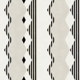 Graphic geometric design in ecru, cream and black. 