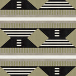 Graphic geometric design in sage green, taupe, white and black.