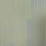 Detail of wallpaper in a muted stripe pattern in gray on a blue field.