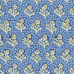 Wallpaper in a floral pattern with yellow flowers on a blue background
