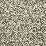 Patterned fabric with flowers leaves in cream on a olive green background