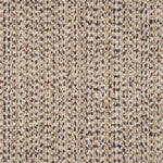 Broadloom carpet in a textural weave in shades of taupe, cream and navy blue.