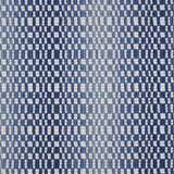 Broadloom carpet with a white checkerboard pattern with an ombré effect in shades of blue.