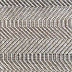 Broadloom carpet sample in a ivory and grey herringbone pattern