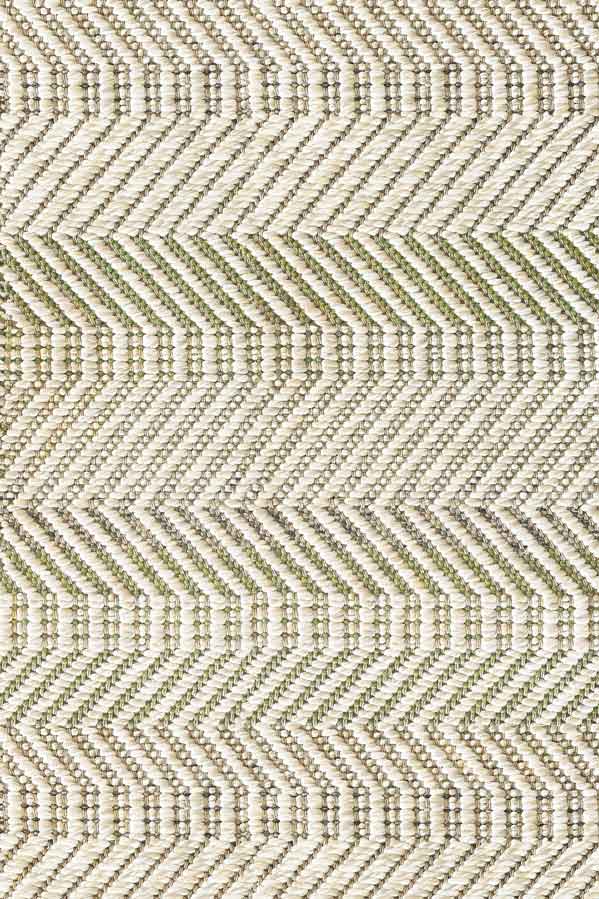 Broadloom carpet sample in a ivory and green herringbone pattern