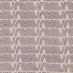 Detail of fabric in an abstract curvilinear stripe in gray on a tan field.