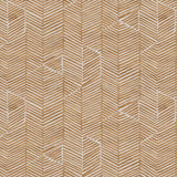 Detail of fabric in a dense herringbone print in sienna on a tan field.