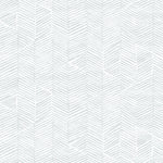 Detail of wallpaper in a dense herringbone print in light gray on a white field.
