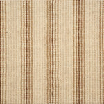 Broadloom carpet with widely spaced pin stripes in tan and brown with oatmeal. 