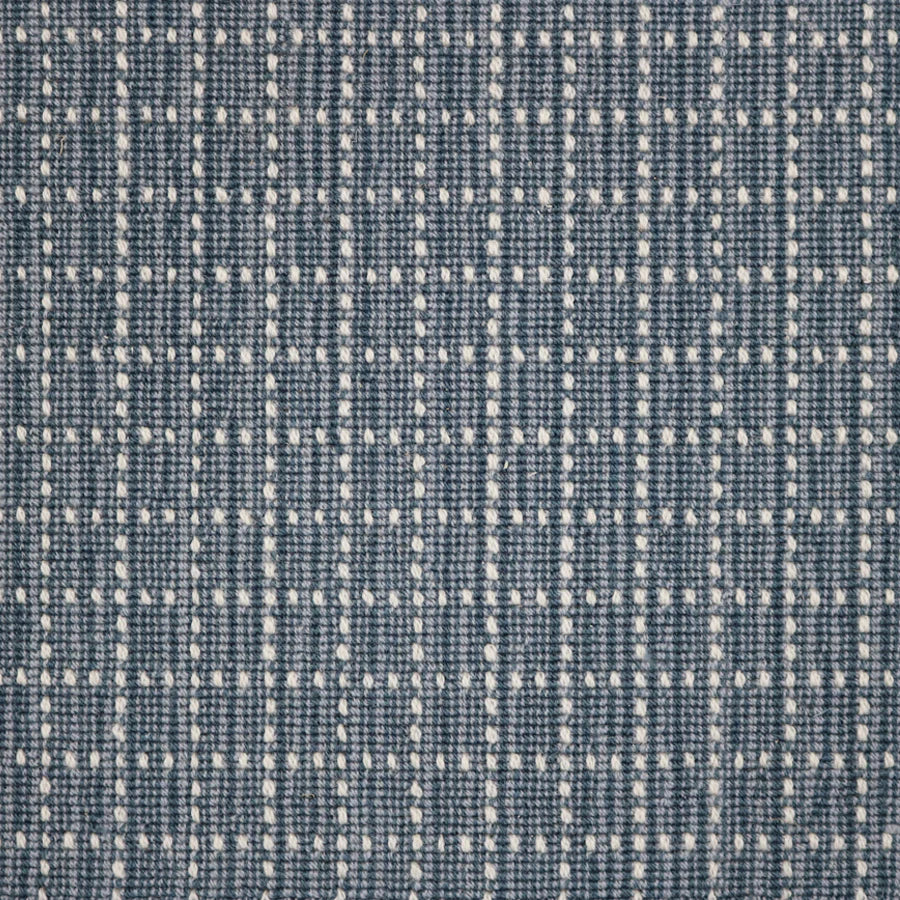 Broadloom carpet swatch in checkered pattern medium blue color