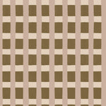 A wallpaper pattern detail in a gridded check pattern in brown, cream and mauve. 