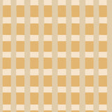 A wallpaper detail in a gridded check pattern in tan, cream ochre yellow. 