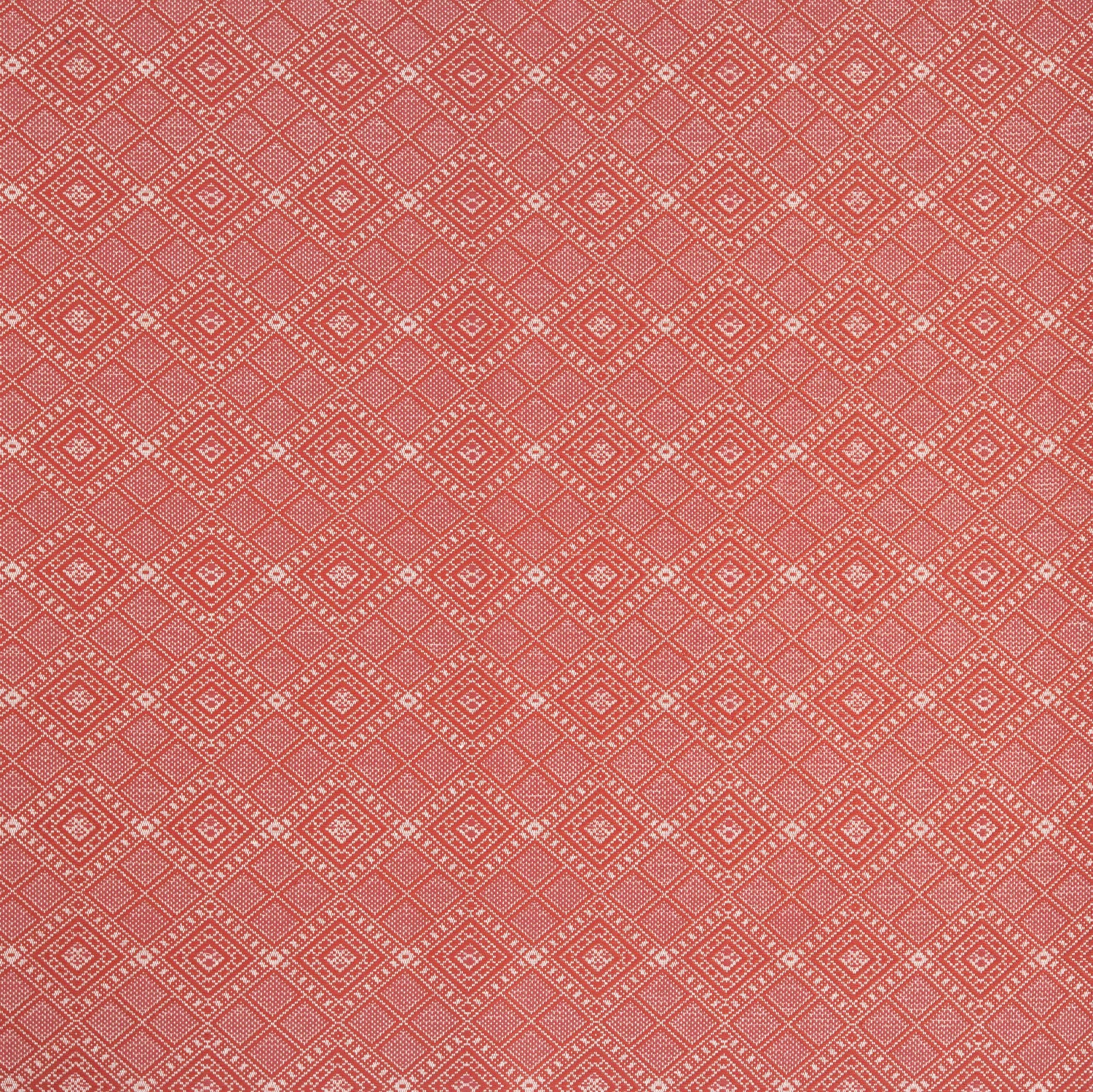 Woven fabric with ornate diamond design in red