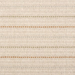 Broadloom carpet with a cream field and widely spaced dashed stripes in shades of  tan, grey, brown and green.