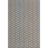Flatweave rug with blue and brown geometric design