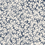 Wallpaper with small scale coral design in navy blue on white. 