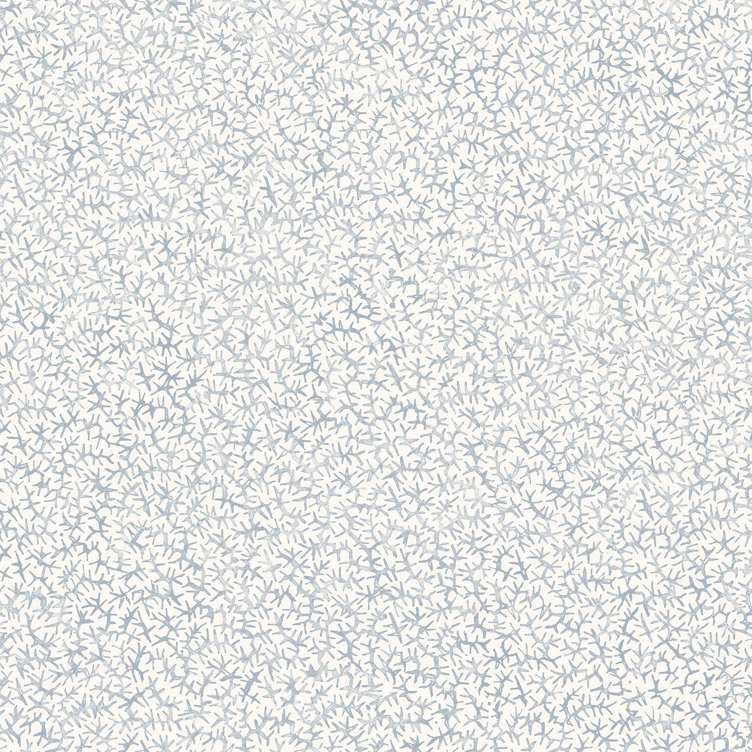 Wallpaper with smallscale coral design in light blue on white. 
