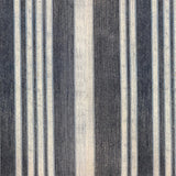 Detail of wallpaper in an irregular stripe print in shades of cream, blue and gray.
