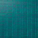 Detail of wallpaper in a textural stripe print in shades of turquoise.