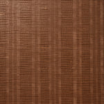Detail of wallpaper in a textural stripe print in shades of brown.