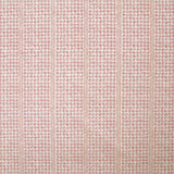 Detail of fabric in a dense repeating stripe and star print in pink on a cream field.