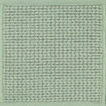 Textured woven outdoor carpet in sea foam green.