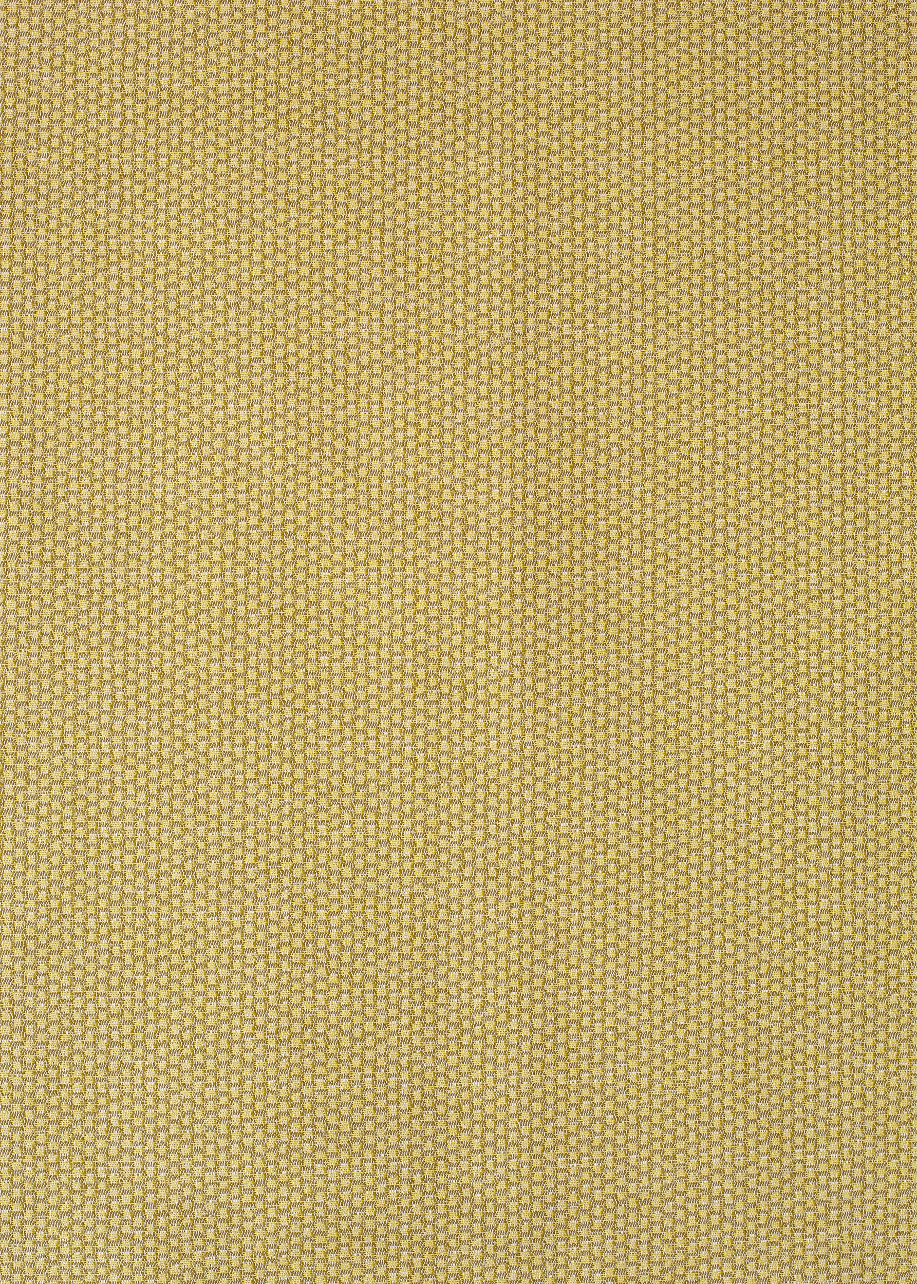 Detail of fabric in a dense checked weave in gold and tan.