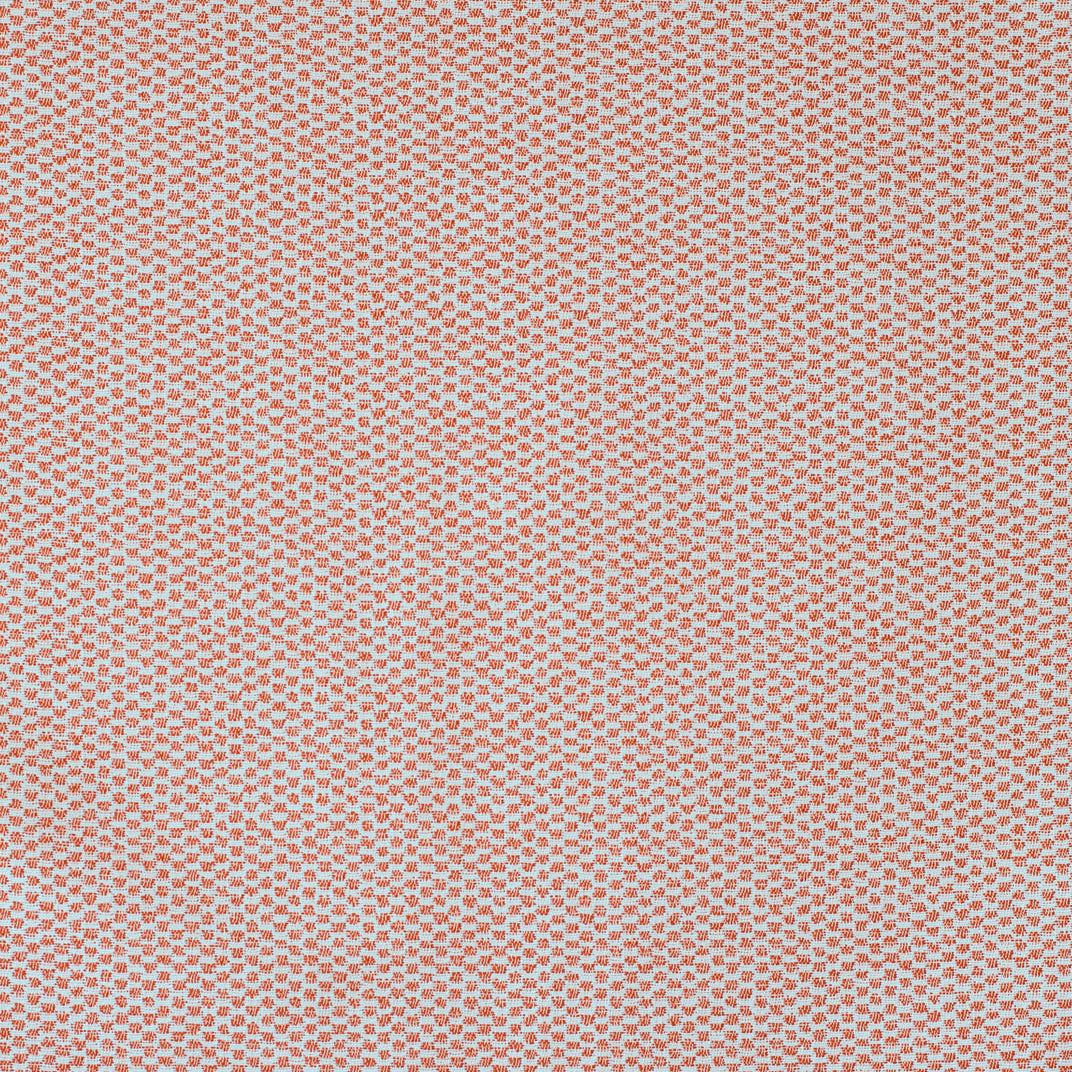 Detail of the reverse side of fabric in a dense checked weave in red and white.