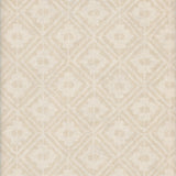 Detail of wallpaper in a geometric lattice print in shades of cream.